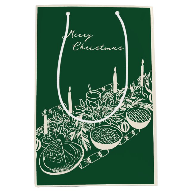 Sac Cadeau Moyen Personalized Merry Christmas Table Minimal Design  (Devant)