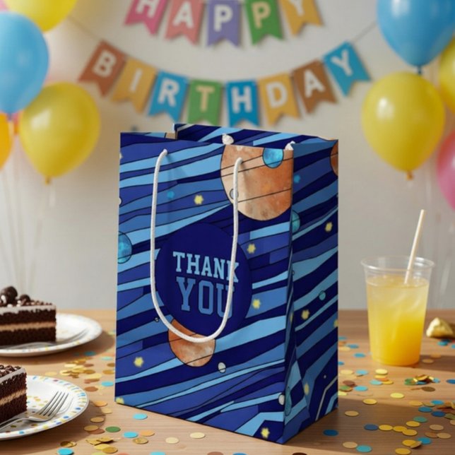 Sac Cadeau Moyen Personalized Outer Space Galaxy Birthday THANK YOU (Créateur téléchargé)