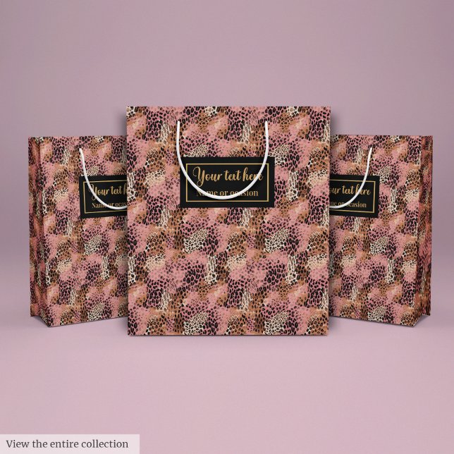 Sac Cadeau Moyen Personalized pink leopard skin luxury gift wrap (Personalized pink leopard skin luxury gift wrap)