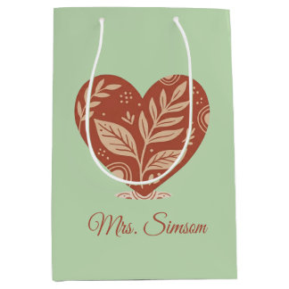 Sac Cadeau Moyen Personalized Teacher Gift Bags Red Heart