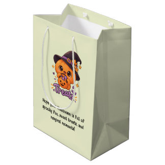 Sac Cadeau Moyen Personnage de citrouille mignon 🎃🧡