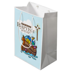 Sac Cadeau Moyen Personnalisable, baptême de bébé garçon Arche de N