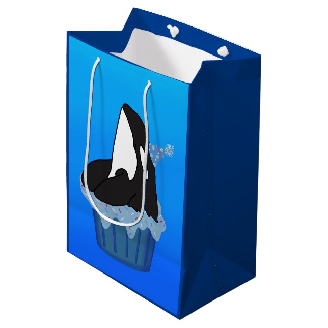 Sac Cadeau Moyen Personnalisable Orca Killer Whale Anniversaire (Devant Angle)
