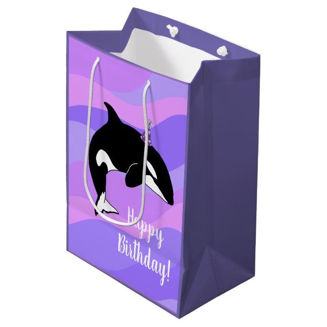 Sac Cadeau Moyen Personnalisable Orca Killer Whale Anniversaire (Devant Angle)