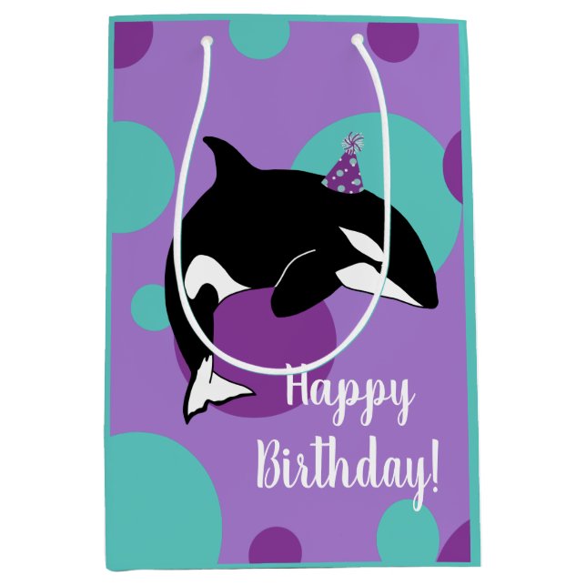 Sac Cadeau Moyen Personnalisable Orca Killer Whale Anniversaire  (Devant)