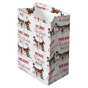Sac Cadeau Moyen Personnalisé Animaux de Noël amusants Chapeaux de