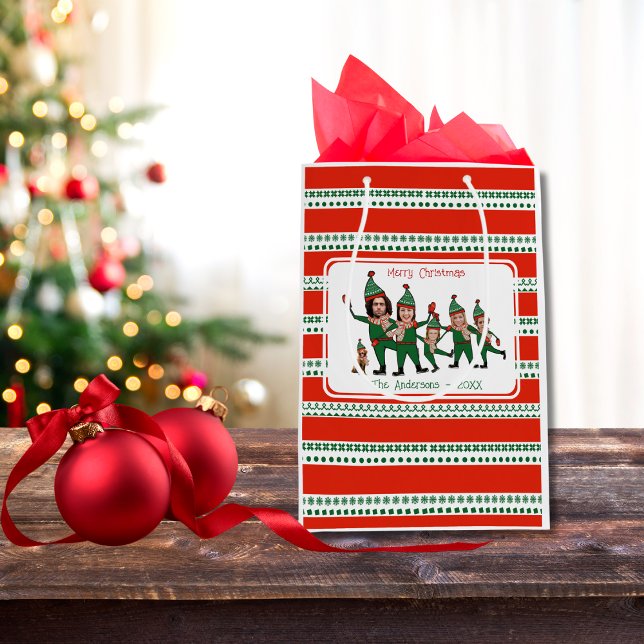 Sac Cadeau Moyen Personnalisé Elf Votre famille de six incluant le  (Créateur téléchargé)