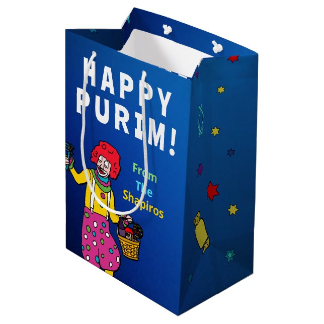 Sac Cadeau Moyen Personnalisé Happy Purim ! (Dos Angle)
