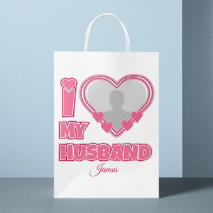 Sac Cadeau Moyen Personnalisé J'aime mon mari – Ajouter une photo e