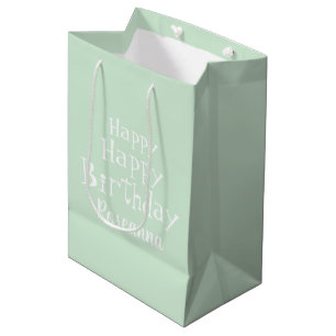Sac Cadeau Moyen Personnalisé Joyeux Anniversaire Pastel Mint Green