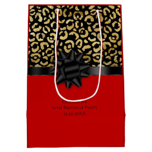Sac Cadeau Moyen Personnaliser Impression Anniversaire Rouge Noir O