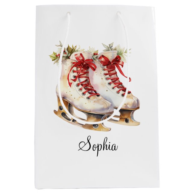 Sac Cadeau Moyen Personnaliser le patinage sur glace Moyenne Person (Devant)