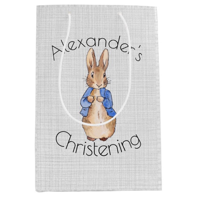 Sac Cadeau Moyen Personnaliser Pierre le lapin Christening (Devant)