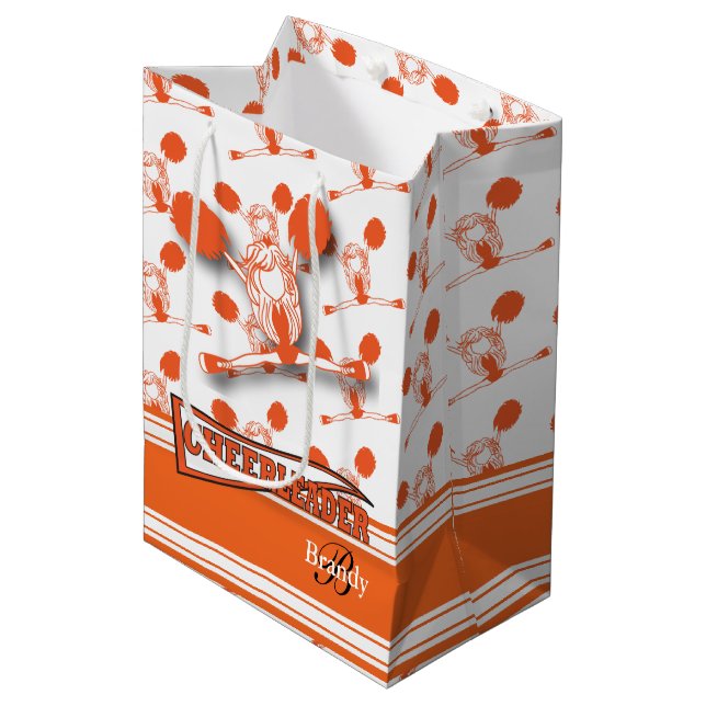 Sac Cadeau Moyen Personnaliser Pom-pom girl orange - Moyen (Devant Angle)