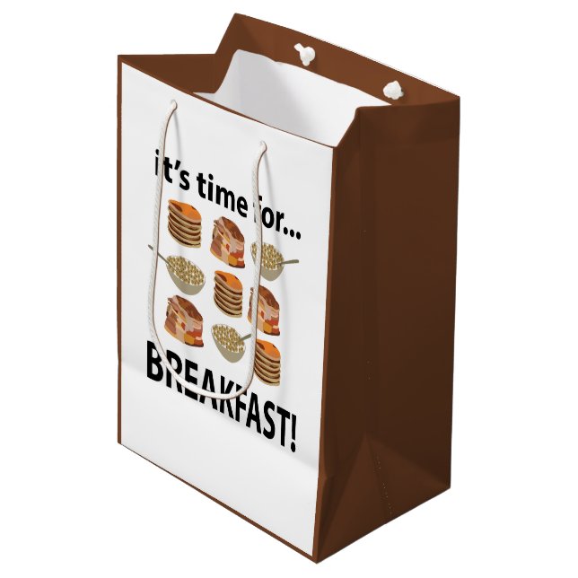 Sac Cadeau Moyen Petit Déjeuner C'est L'heure Du Petit Déjeuner  (Devant Angle)