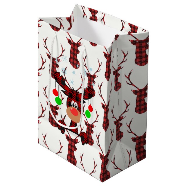 Sac Cadeau Moyen Petit Élan Rouge (Devant Angle)