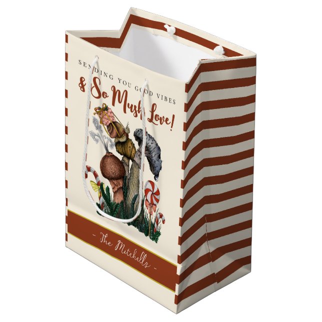 Sac Cadeau Moyen Petit Escargot Festif Joyeux Champignons magiques  (Devant Angle)