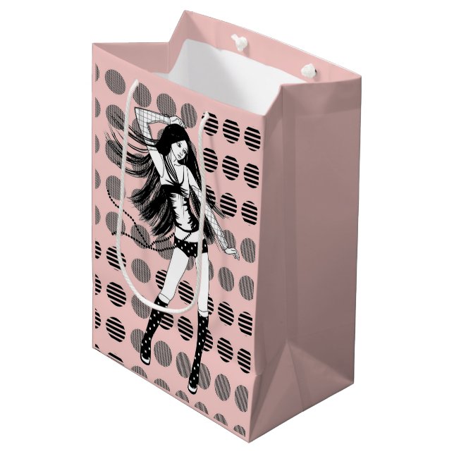 Sac Cadeau Moyen petite amie danseuse rose (Devant Angle)