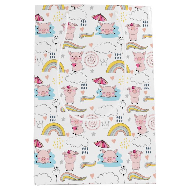 Sac Cadeau Moyen Petits cochons mignons (Devant)