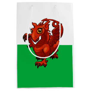 Sac Cadeau Moyen Peu de bande dessinée rouge de drapeau de dragon