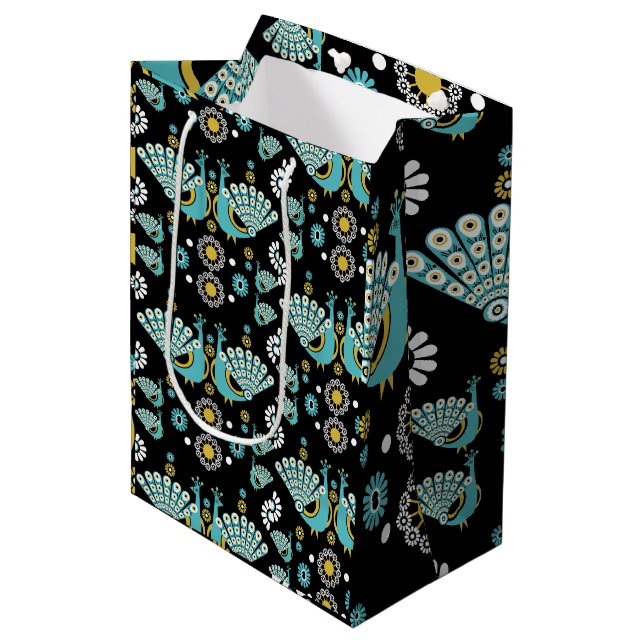 Sac Cadeau Moyen Pheasant Peacock Art (Devant Angle)