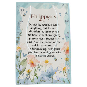 Sac Cadeau Moyen Philippiens 4:6-7 Verset de la Bible chrétienne Aq