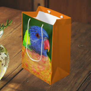 Sac Cadeau Moyen Photo colorée de perroquet arc-en-ciel