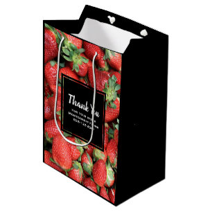 Sac Cadeau Moyen Photo de fraises rouges juteuses Merci pour les af