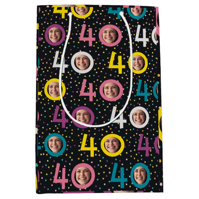 Sac Cadeau Moyen Photo de la Personnaliser du 40e anniversaire (Devant)