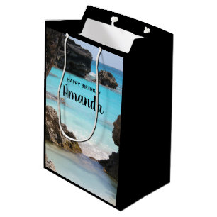Sac Cadeau Moyen Photo de l'anniversaire de Tropical Island Coast &