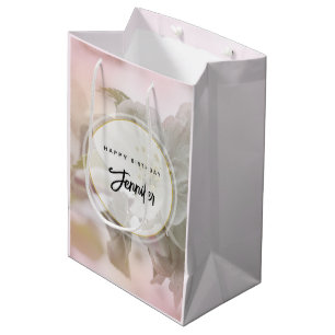 Sac Cadeau Moyen Photo en fleurs de pomme blanche
