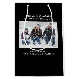 Sac Cadeau Moyen Photo Nativité Bible Verse Christian Christmas