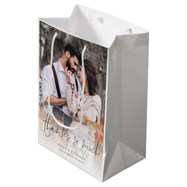 Sac Cadeau Moyen Photo Overlay Script Merci tellement Favoriser le  (Devant Angle)