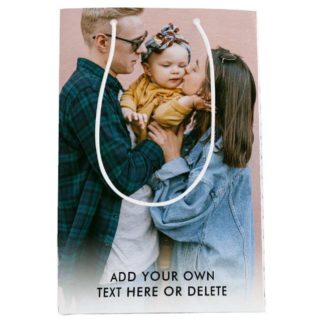 Sac Cadeau Moyen Photo Texte Noël (Devant)