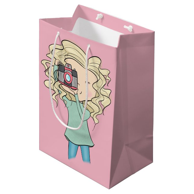 Sac Cadeau Moyen Photographe de fille (Devant Angle)
