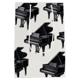 Sac Cadeau Moyen Piano vintage noir et blanc Élégant Antique