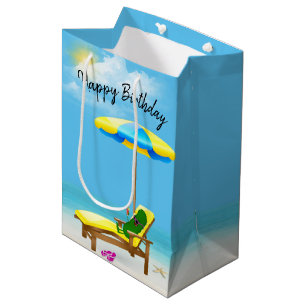 Sac Cadeau Moyen Picket D'Anniversaire Sur Chaise De Plage