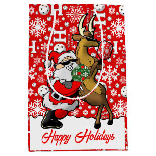 Sac Cadeau Moyen Pickleball Partners Père Noël & Reindeer Snowflake