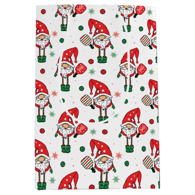 Sac Cadeau Moyen Pickleball Père Noël (Devant)