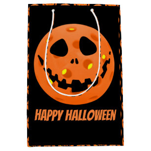 Sac Cadeau Moyen Pickleball Squelette Jack-o'Lantern Halloween