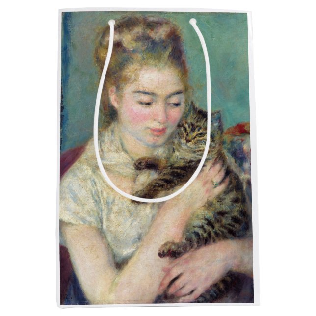 Sac Cadeau Moyen Pierre-Auguste Renoir - Femme avec chat (Devant)