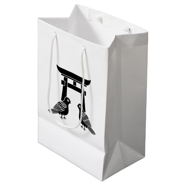 Sac Cadeau Moyen Pigeons face aux Torii (Devant Angle)