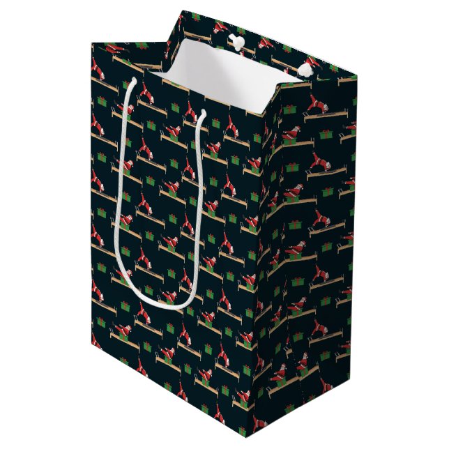 Sac Cadeau Moyen Pilates Reformer Santa Seamless Christmas Patterns (Devant Angle)
