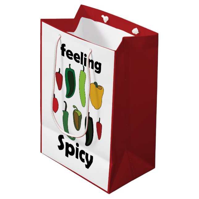 Sac Cadeau Moyen Piment Sentiment Chaud Fête Fiesta (Devant Angle)