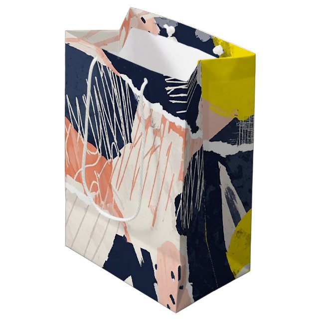 Sac Cadeau Moyen Pinceau Abstrait Rétro (4) (Devant Angle)