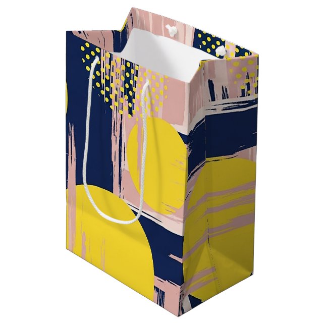 Sac Cadeau Moyen Pinceau Abstrait Rétro (8) (Devant Angle)