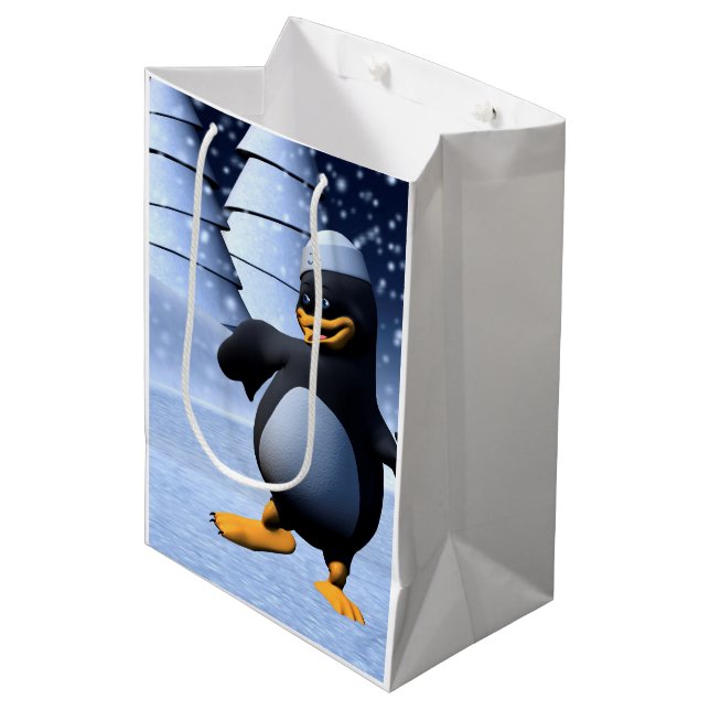 Sac Cadeau Moyen Pingouin dansant (Devant Angle)