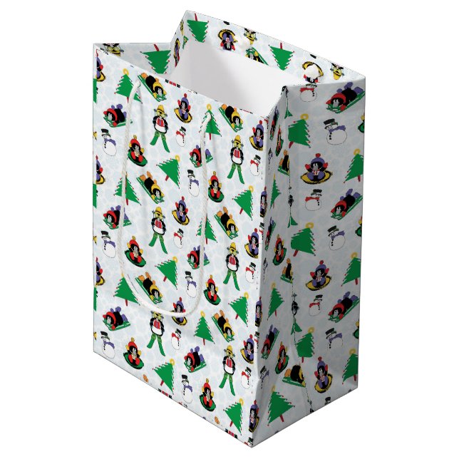 Sac Cadeau Moyen Pingouin de Noël (Devant Angle)