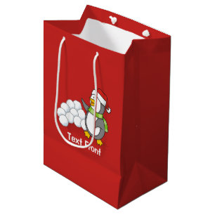 Sac Cadeau Moyen Pingouin de Noël avec boules de neige agitant