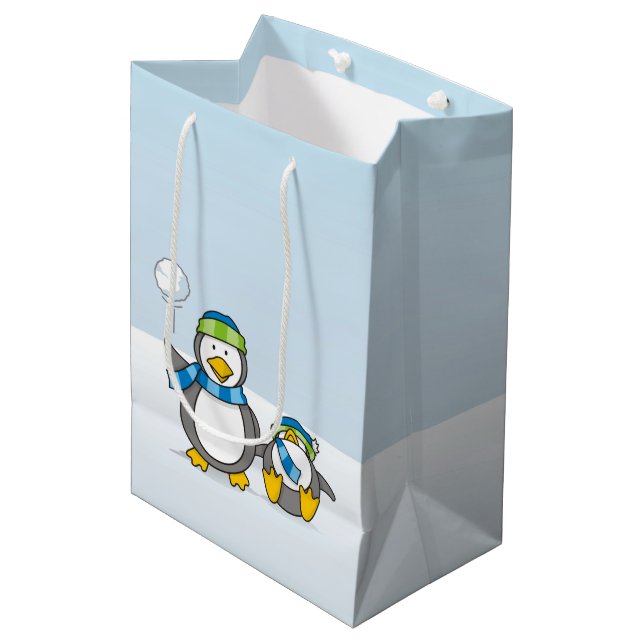 Sac Cadeau Moyen Pingouins à neige (Devant Angle)